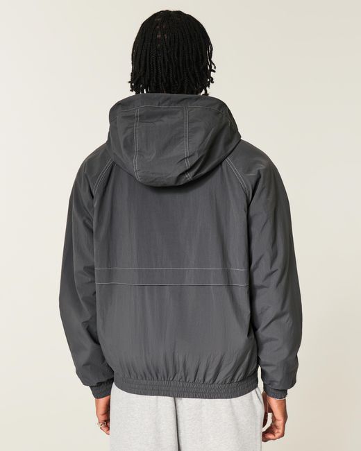 Hollister Black Hooded Windbreaker Jacket for men