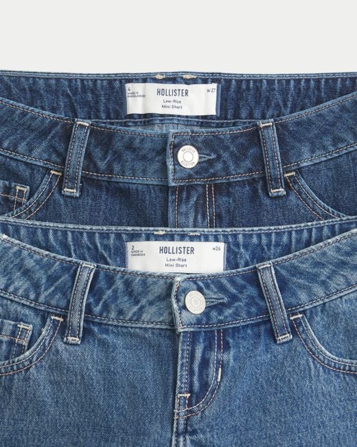 Hollister Blue Low-rise Medium Wash Denim Mini Shorts