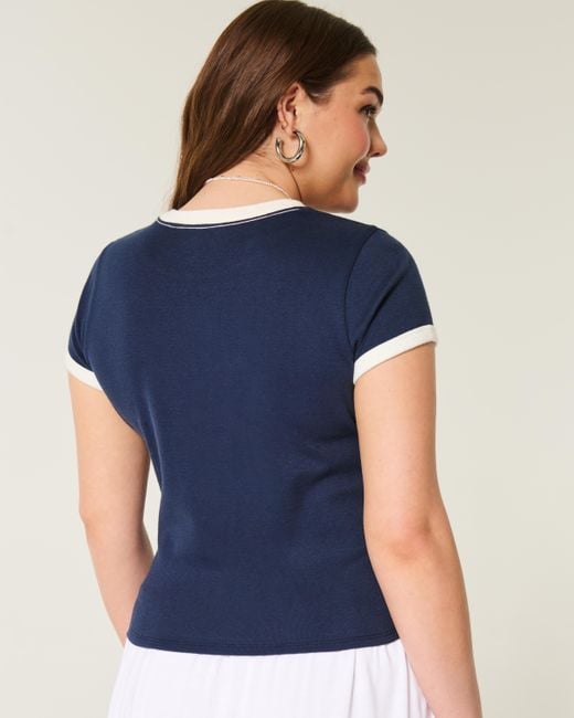 Hollister Blue Geripptes Baby-Tee mit Chicago-Grafik