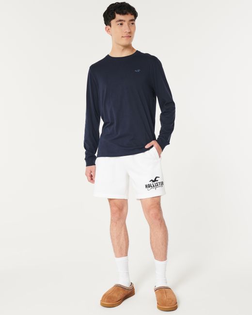 Hollister White Fleece Logo Shorts 7" for men