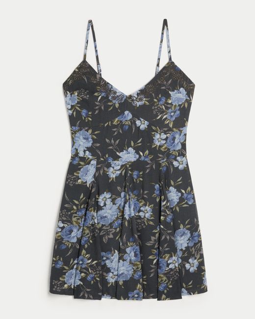 Hollister Blue Embroidered Mini Dress