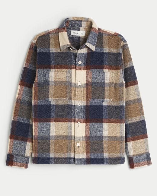 Hollister Gray Oversized Brushed Shacket for men