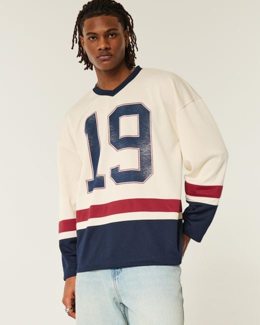 Hollister Blue Baggy Hockey Jersey for men