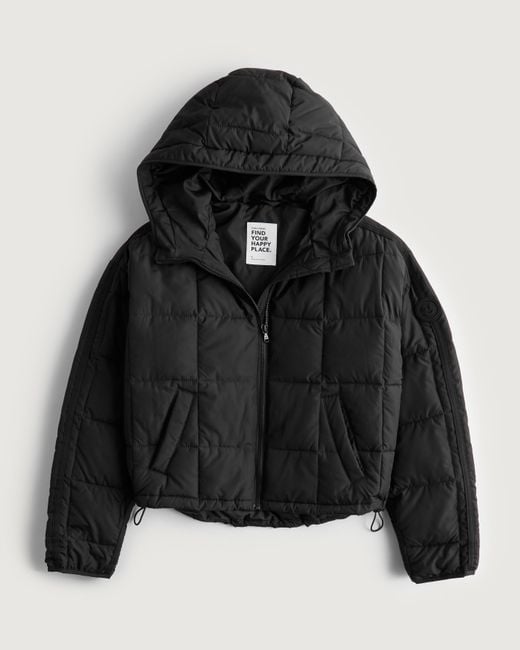 Hollister Black Gilly Hicks Active Hooded Puffer Jacket