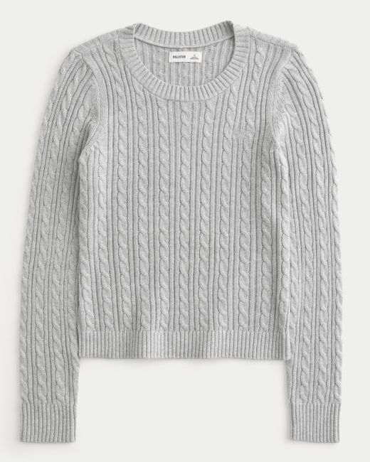 Hollister Gray Cable-knit Icon Crew Sweater