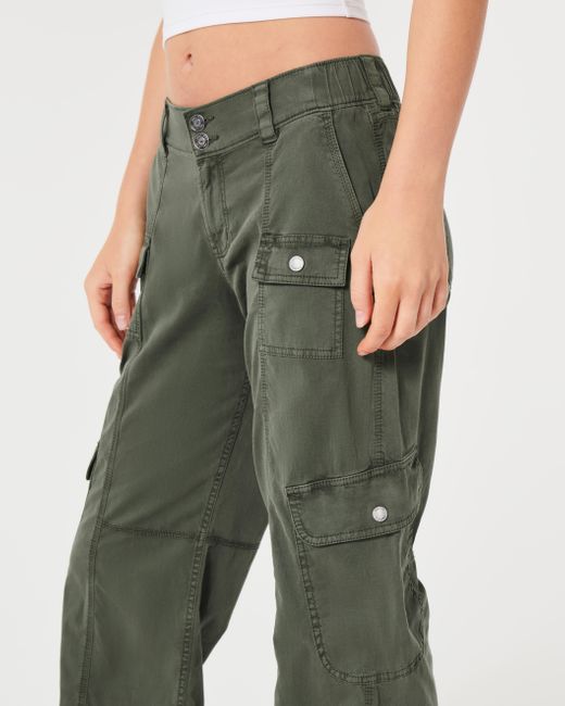 Hollister Green Low-rise Baggy Cargo Pants