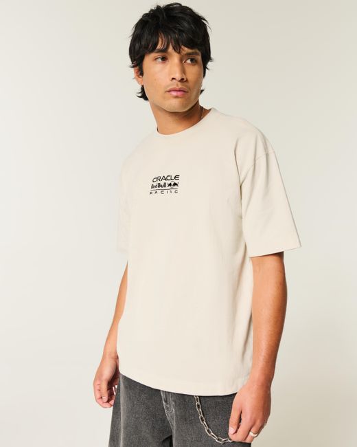 Hollister Blue Boxy Heavyweight Oracle Red Bull Racing Graphic Tee for men