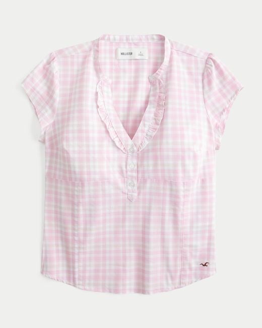 Hollister Pink Short-sleeve Icon Henley Shirt