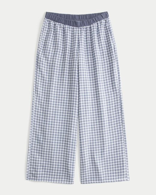 Hollister Blue Contrast Waist Baggy Flannel Pants