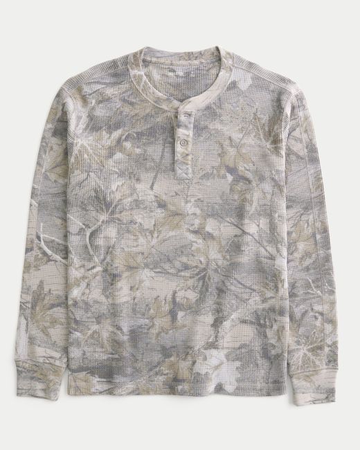 Hollister Gray Relaxed Thermal Henley for men