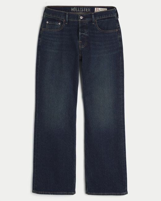 Hollister Blue Hermosa Dark Wash Relaxed Bootcut Jeans for men