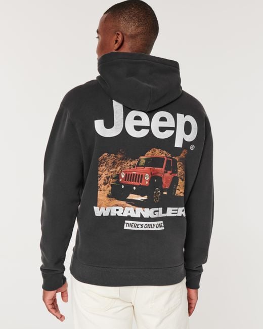Hollister Hoodie mit Jeep Wrangler-Grafik in Black für Herren