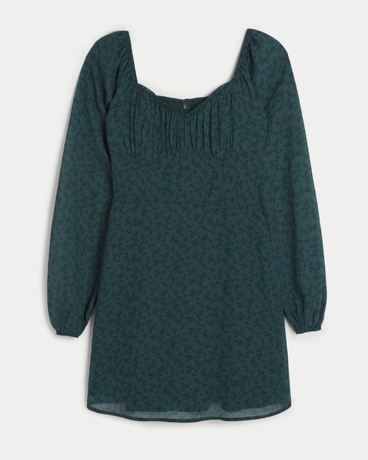 Hollister Green Ruched Sweetheart Dress