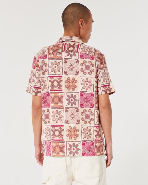 Hollister Pink Short-sleeve Pattern Shirt for men