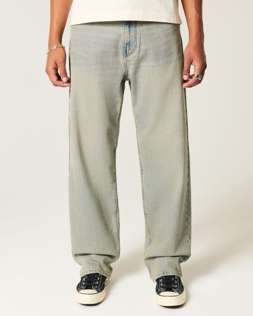 Hollister Gray Light Wash Baggy Jeans for men