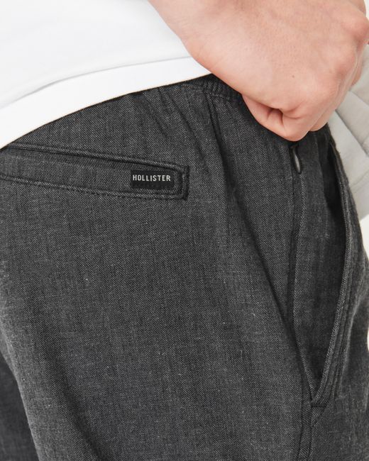 Hollister Gray Slim Straight Linen Blend Pull-on Pants for men