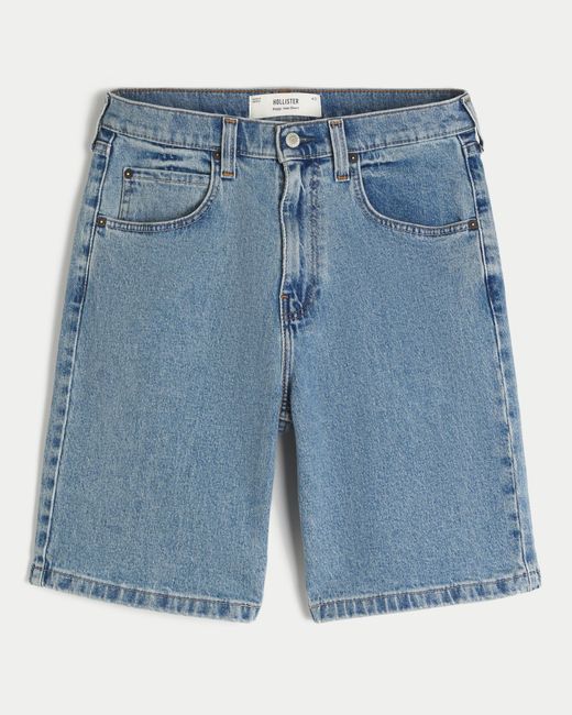 Hollister Blue Medium Wash Baggy Jean Shorts for men