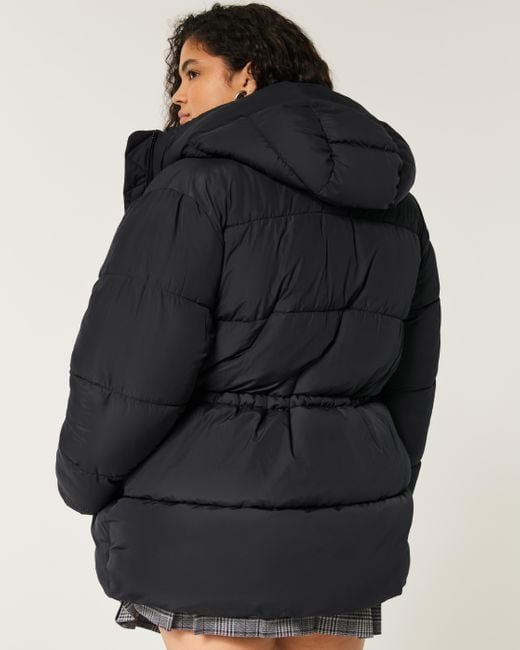 Hollister Black Fleece-lined Puffer Jacket