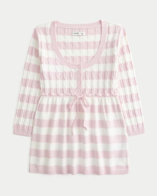 Hollister Pink Cable-knit Babydoll Sweater