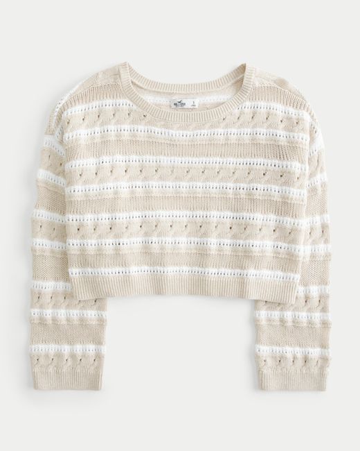 Hollister Natural Easy Crochet-style Crew Sweater