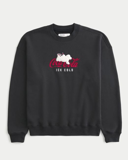 Hollister Black Boxy Coca-cola Graphic Crew Sweatshirt for men