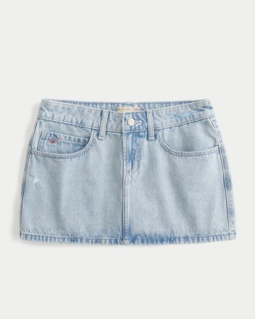 Hollister Blue Low Rise Jeans-Mini-Skort in heller Waschung