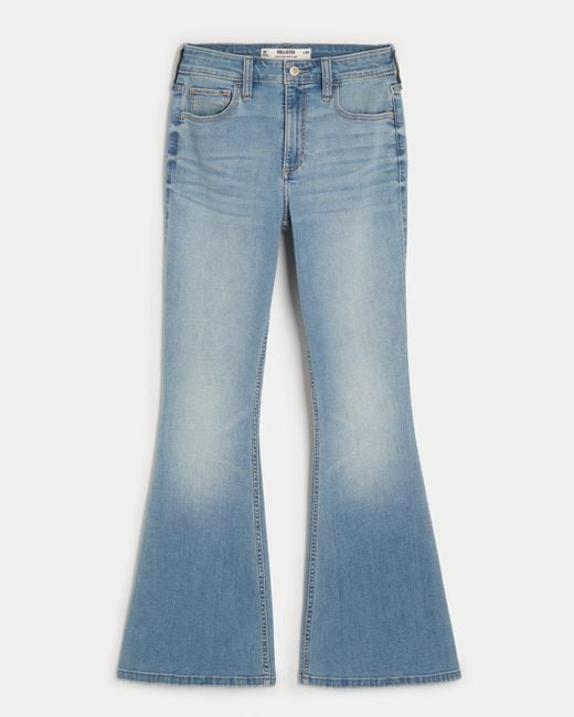 Hollister Blue Curvy High Rise Flare Jeans in mittlerer Waschung