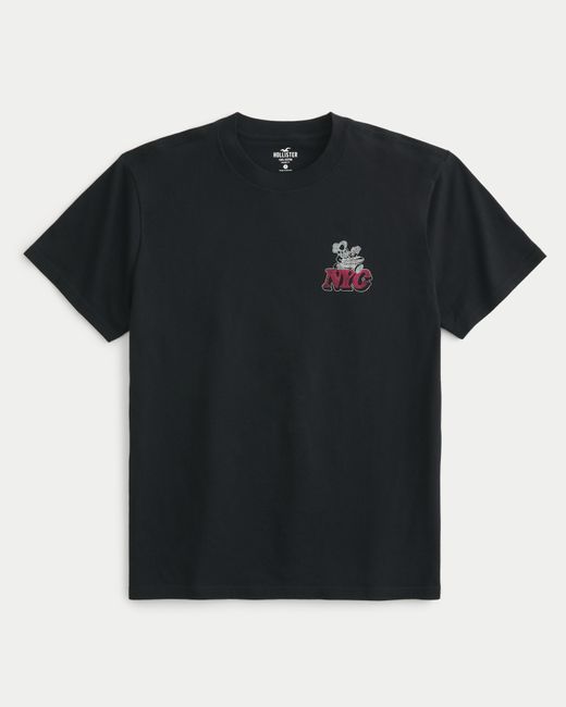 Hollister Black Relaxed Nyc By The Slice Graphic Tee for men