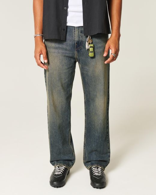 Hollister Blue Dark Wash Baggy Jeans for men