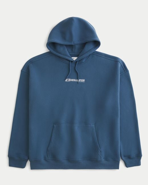 Hollister Baggy Logo Graphic Hoodie in Blue for Men Lyst UK