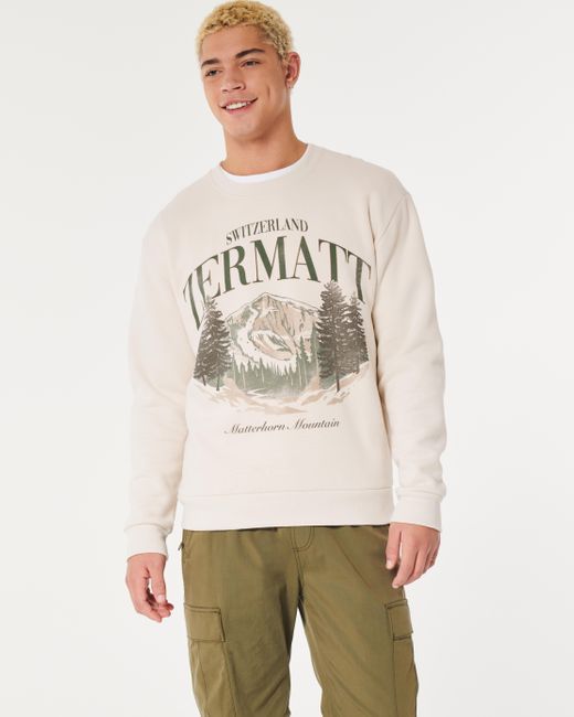 Hollister Sweatshirt mit Rundhalsausschnitt und Zermatt Switzerland-Grafikdruck  in Natur für Herren | Lyst DE