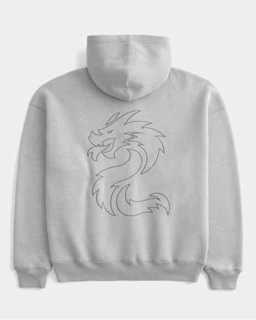 Hollister Gray Boxy Toyota Supra Graphic Zip-up Hoodie for men