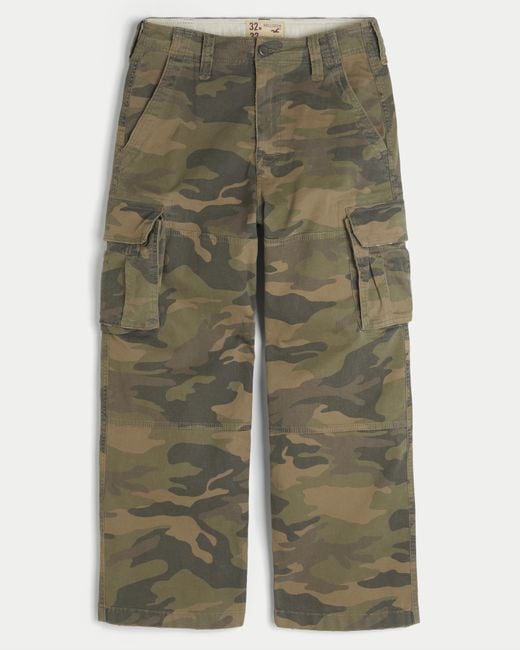Hollister Green Vault Release Camo Super Baggy Cargo Pants for men