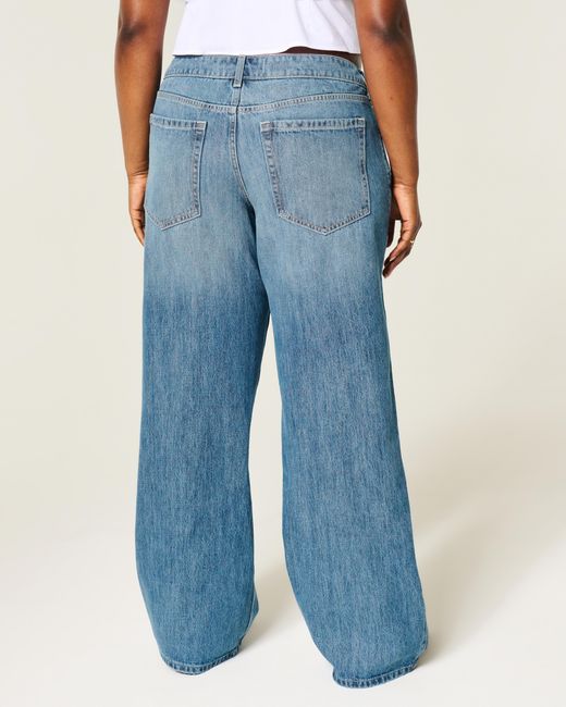 Hollister Blue Ultra Low-rise Medium Wash Baggy Jeans