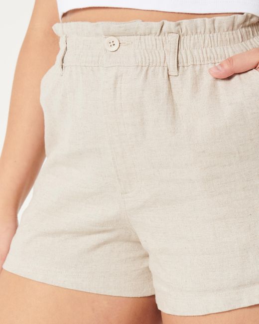 Hollister Natural Ultra High-rise Linen Blend Soft Shorts