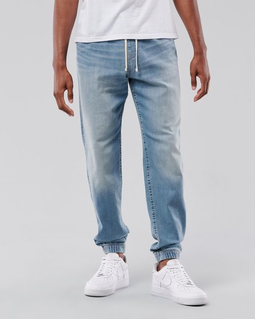Hollister Just Like Knit Jeans-Jogger in Relaxed Fit in Blue für Herren