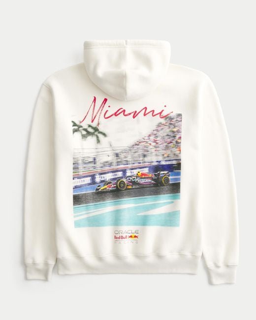 Hollister Lässiger Hoodie mit Oracle Red Bull Racing-Grafik in White für Herren