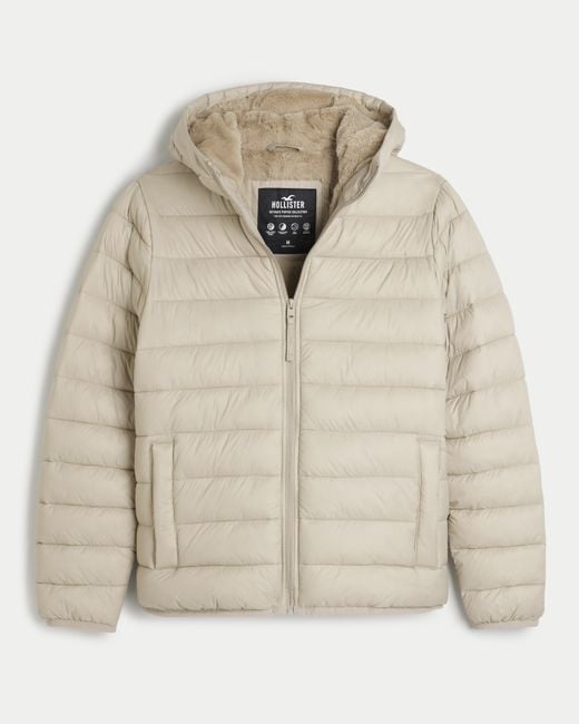 Hollister Ultimate Cozy-lined Puffer Jacket in Natural for Men