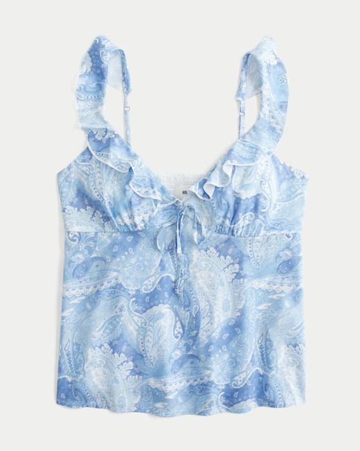 Hollister Blue Easy Ruffle Tank