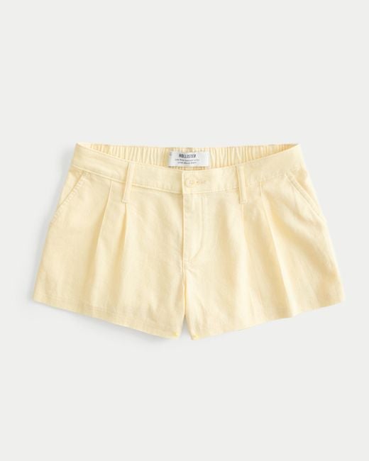 Hollister Natural Hollister Livvy Low-rise Linen-blend Shorts