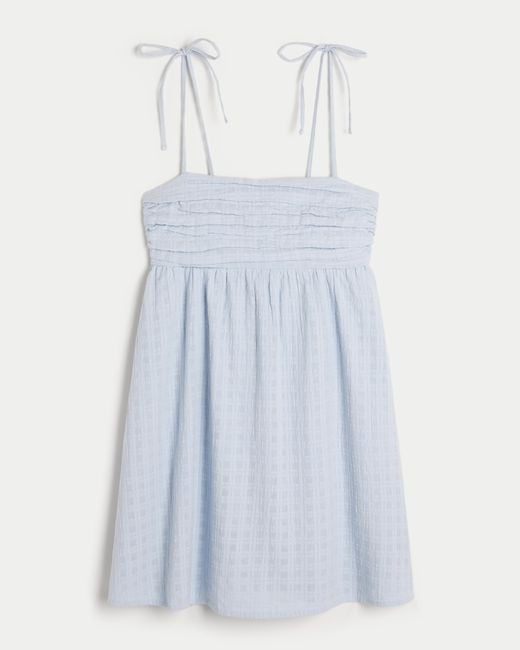 Hollister Blue Babydoll Tie-strap Mini Dress