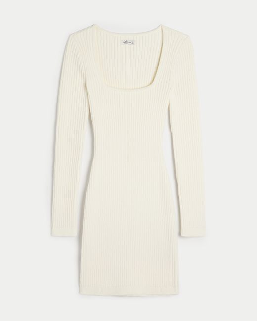 Hollister White Square-neck Sweater Dress