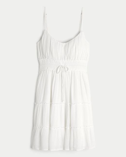 Hollister White Smocked Waist Mini Dress