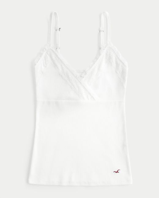 Hollister White Wrap Lace Trim Cami