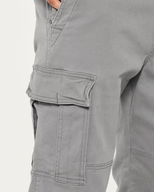 Hollister Gray Straight Heavyweight Cargo Pants for men