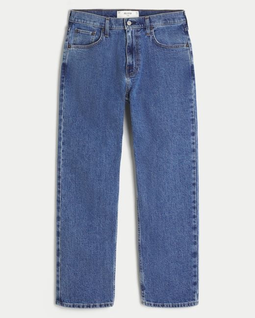 Hollister Blue Medium Wash Loose Jeans for men