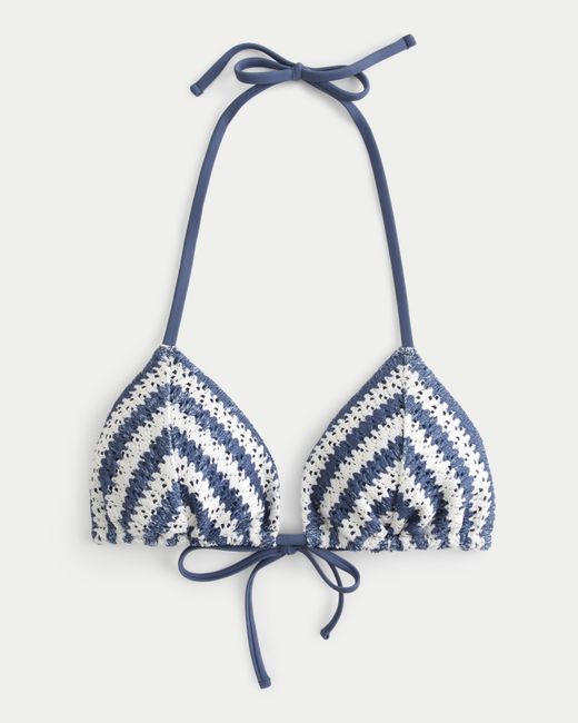 Hollister Blue Crochet-style String Triangle Bikini Bottom