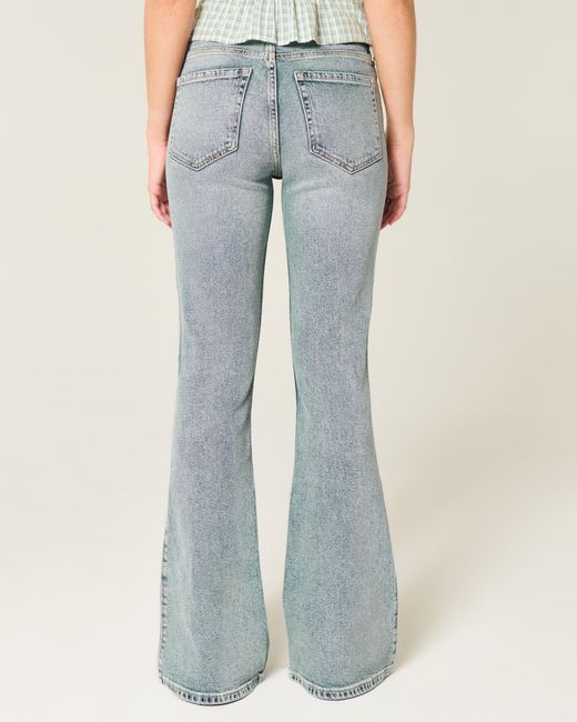 Hollister Blue High-rise Medium Wash Flare Jeans