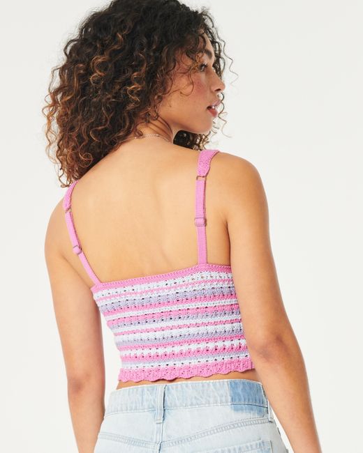Hollister Pink Crop Crochet-style Bralette