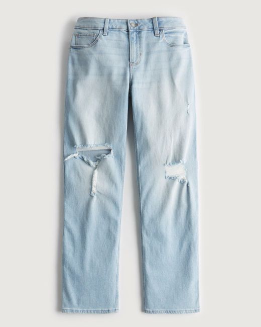 Hollister Denim Lowrise Ripped Light Wash Y2k Dad Jeans in Blue Lyst UK